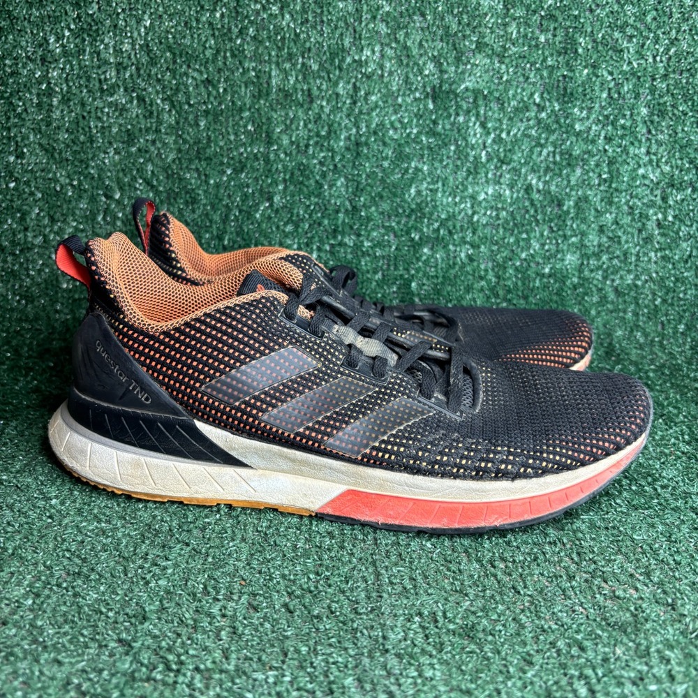 Adidas Questar TND Cloudfoam Mesh Running Athletic Sneaker Black Orange Mens 9.5
